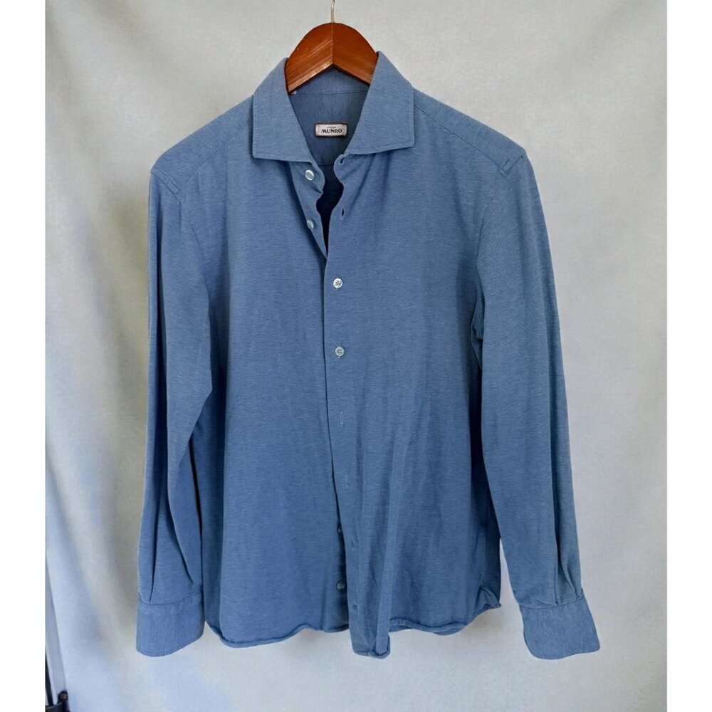 Atelier Munro Mens Blue Button-Up Shirt 41/16 Long Sleeve 100% Cotton